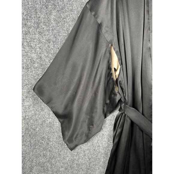 Victoria's Secret Black Silk Satin Kimono Sleeve Robe  Tie Waist M L NEW Luxury - Picture 13 of 13